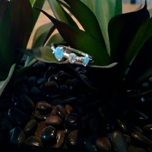 Sz 6.75 Gold over sterling opal ring